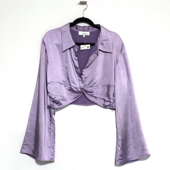 L'academie Franca Top Purple Satin Blouse Size XL - Picture 2 of 9